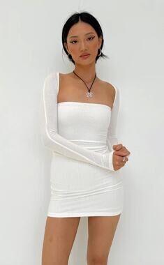 Princess Polly Moran White 2 Piece Long Sleeve Bolero Mini Bodycon Dress Size 2